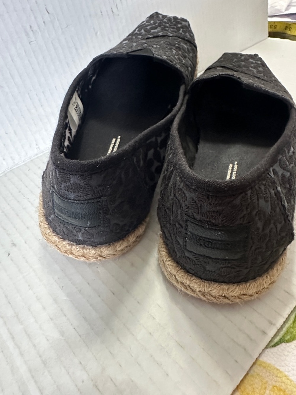 Toms Black Lace Espadrille Slip-On Loafers - Picture 7 of 7